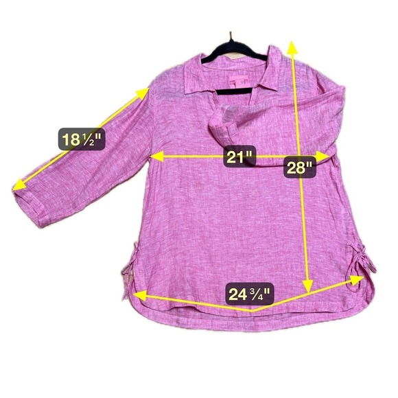 Isaac Mizrahi Parisian Chic 100% Linen Top Women Size M Lagenlook Cottagecore - Picture 6 of 6